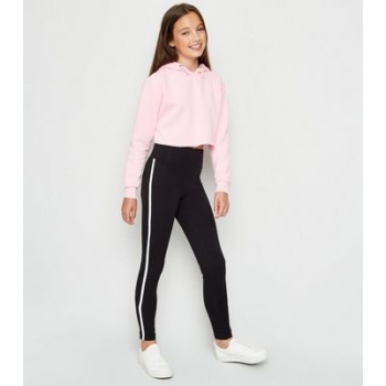 Girls Black Side Stripe Leggings