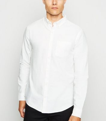 White Cotton Long Sleeve Oxford Shirt