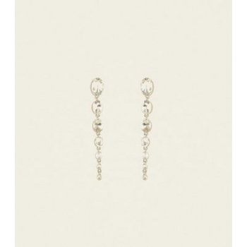 Silver Premium Oval Gem Drop Earrings