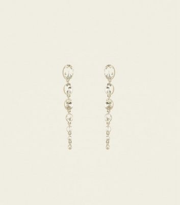 Silver Premium Oval Gem Drop Earrings