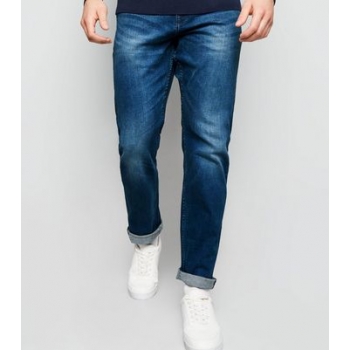 Blue Mid Wash Straight Leg Jeans