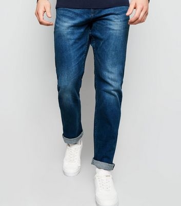 Blue Mid Wash Straight Leg Jeans