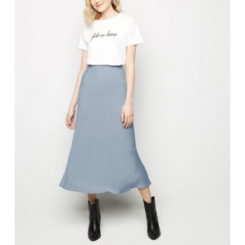 Grey Satin Bias Cut Midi Skirt