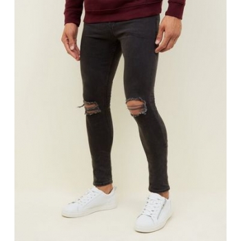 Black Washed Ripped Knee Super SkinnyJeans