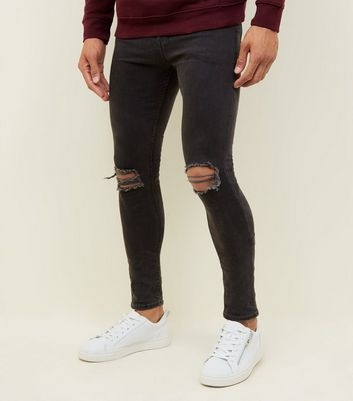 Black Washed Ripped Knee Super SkinnyJeans