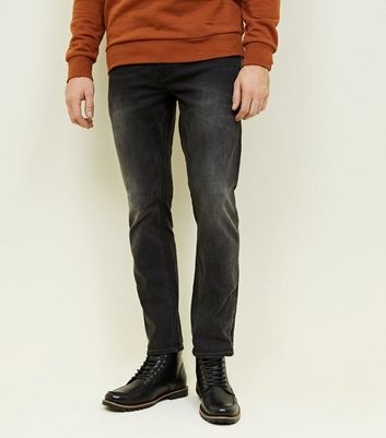 Dark Grey Washed Slim Fit Jeans