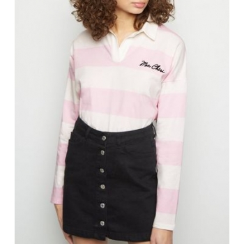 Pink Stripe Mon Cheri Slogan Rugby Shirt