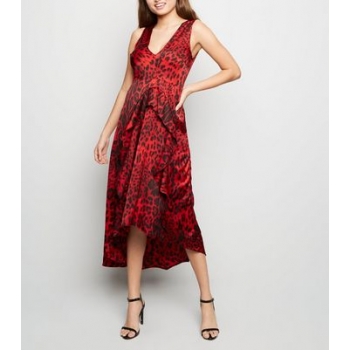 AX Paris Red Tiger Print Dip Hem Midi Dress