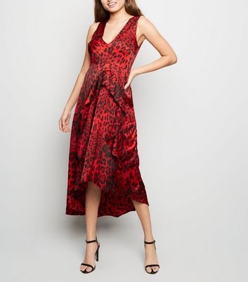 AX Paris Red Tiger Print Dip Hem Midi Dress