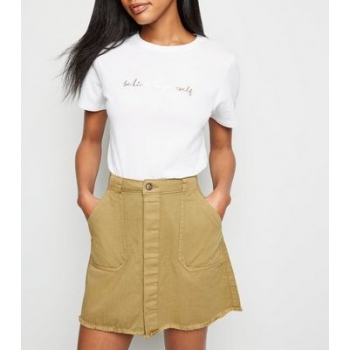 Khaki Utility Denim Skirt