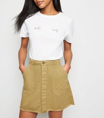 Khaki Utility Denim Skirt