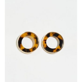 Brown Tortoiseshell Ring Stud Earrings