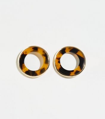 Brown Tortoiseshell Ring Stud Earrings