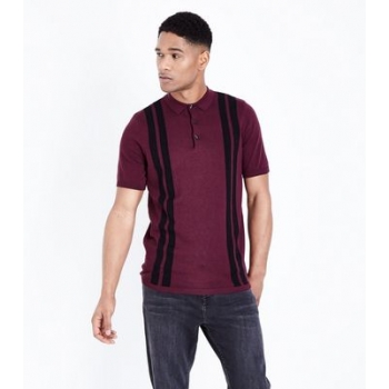 Burgundy Vertical Stripe Polo Shirt