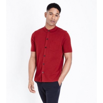 Dark Red Button Through Polo Shirt