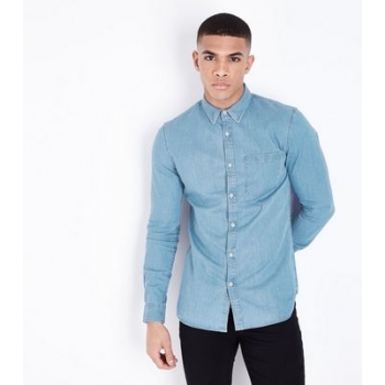 Bright Blue Muscle Fit Denim Shirt