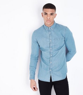 Bright Blue Muscle Fit Denim Shirt