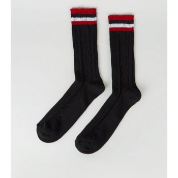 Black Sports Stripe Boot Socks