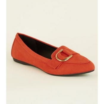 Wide Fit Orange D-Ring Loafers