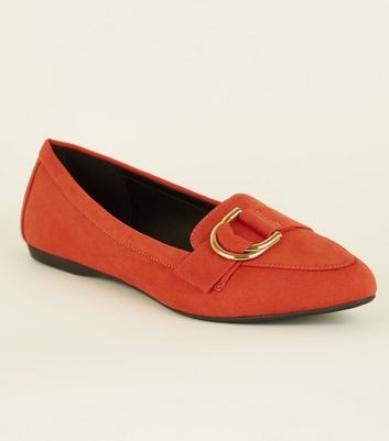 Wide Fit Orange D-Ring Loafers