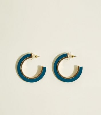 WANTED Teal Resin Inlay Hoop Earrings