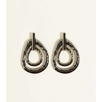 WANTED Pewter Hammered Linked Oval Earrings