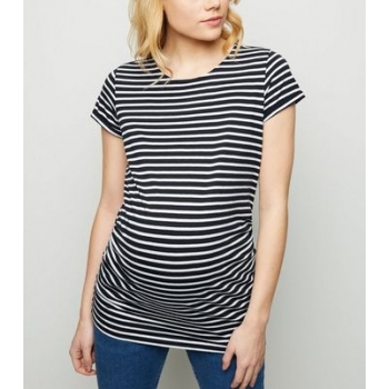 Maternity Blue Stripe Short Sleeve T-Shirt