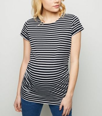 Maternity Blue Stripe Short Sleeve T-Shirt