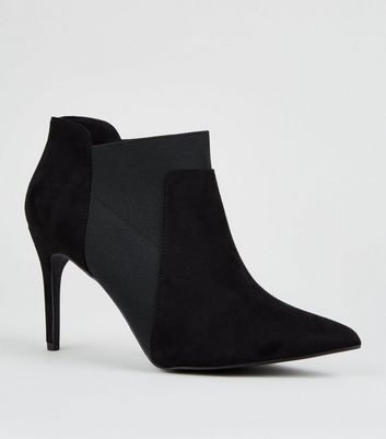 Black Suedette Stiletto Chelsea Shoe Boots