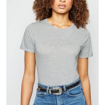 Grey Organic Cotton Blend Roll Sleeve T-Shirt