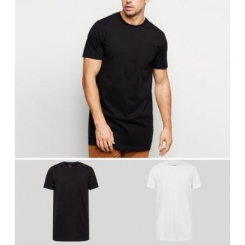 2 Pack Black and White Longline T-Shirts