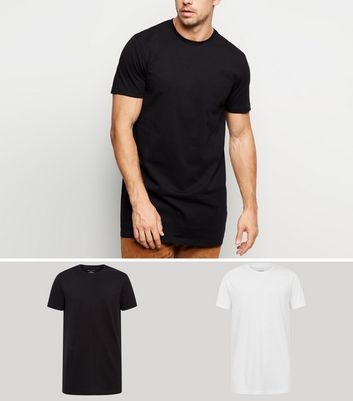 2 Pack Black and White Longline T-Shirts