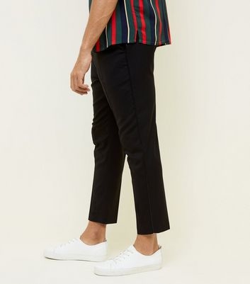 Black Side Piped Pull-On Trousers