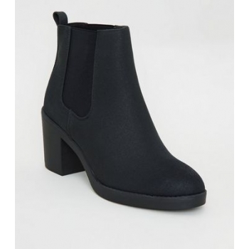 Wide Fit Black Block Heel Chelsea Boots