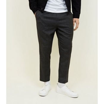 Dark Grey Tonal Check Slim Fit Trousers