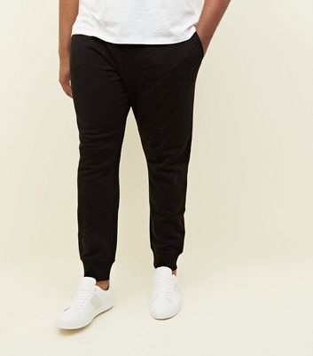 Plus Size Black Ribbed Cuffed Joggers