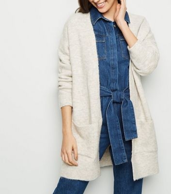 Cream Pocket Front Longline Cardigan