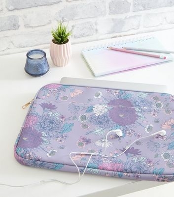 Lilac Floral Print 15" Laptop Case