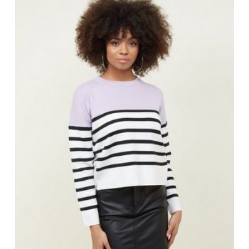 Lilac Stripe Colour Block Jumper