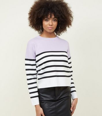 Lilac Stripe Colour Block Jumper