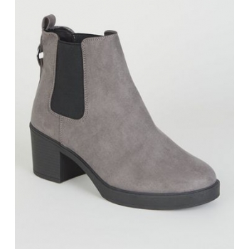 Wide Fit Grey Ring Back Chelsea Boots