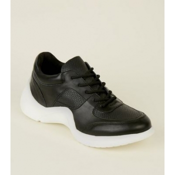 Black Panelled Curved Sole Chunky Trainers