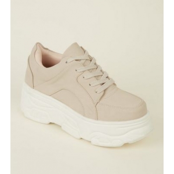 Nude Suedette Chunky Platform Trainers