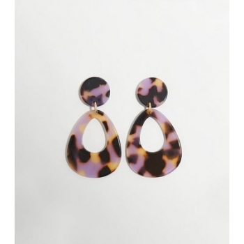 Lilac Leopard Print Teardrop Earrings