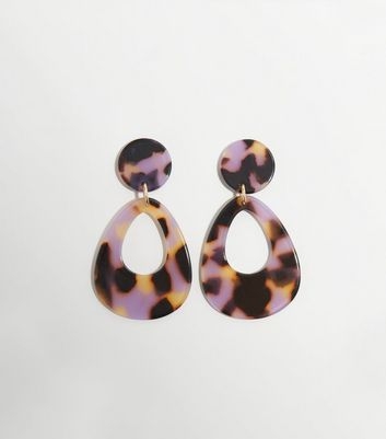 Lilac Leopard Print Teardrop Earrings