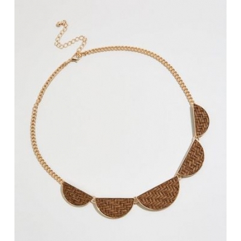 Gold Woven Raffia Chain Necklace