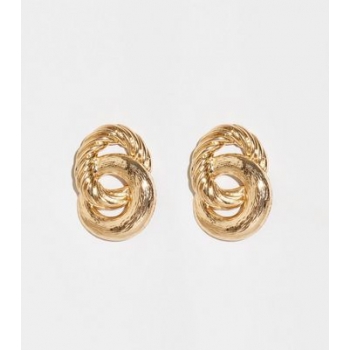 Gold Embossed Linked Hoop Earrings