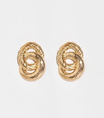 Gold Embossed Linked Hoop Earrings