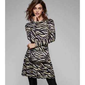 Black Neon Zebra Print Soft Touch Mini Dress