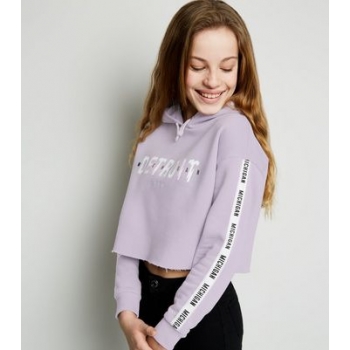 Girls Lilac Detroit Slogan Hoodie